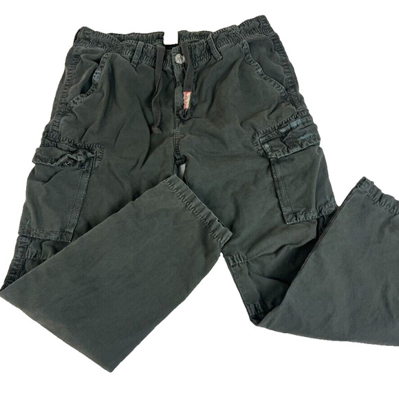 True Religion Pants Mens 38 Gray Cargo Anthony Distressed Logo Drawstring - Picture 3 of 16